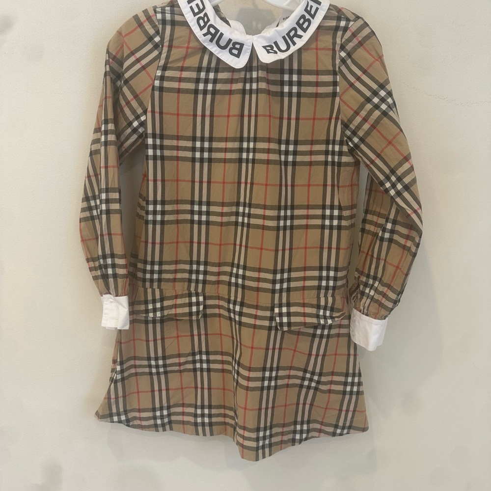 Burberry Checkered Dress with Logo Collar